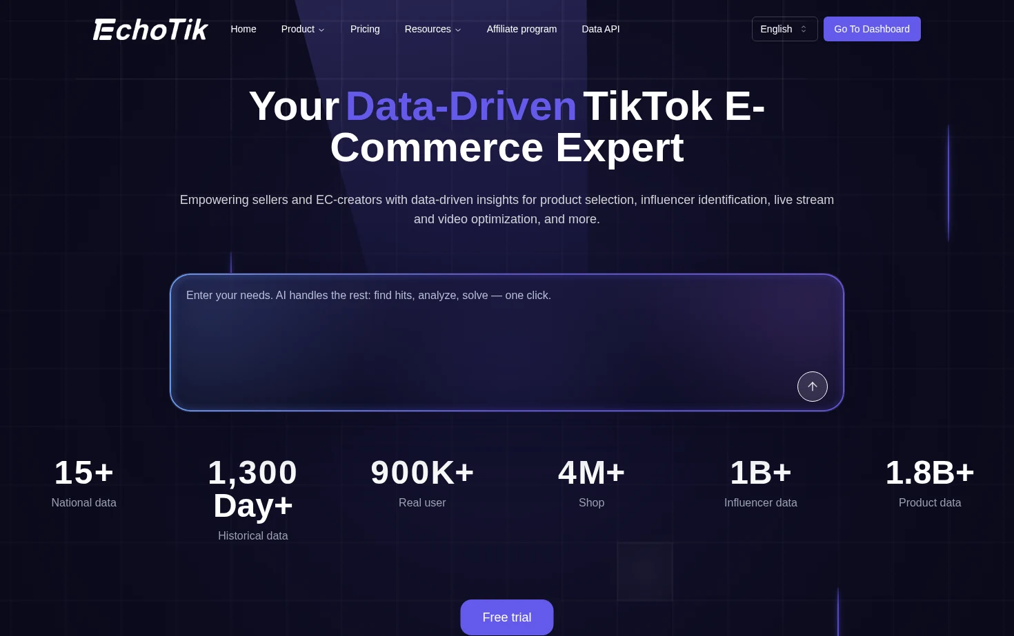 EchoTik 页面快照